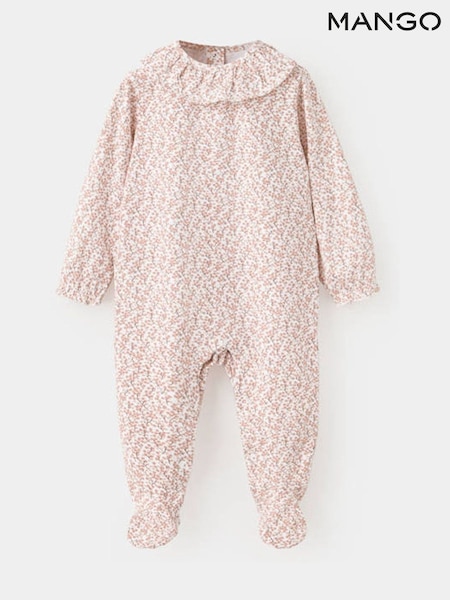 Pink - Mango Floral Collar Detail Rompersuit