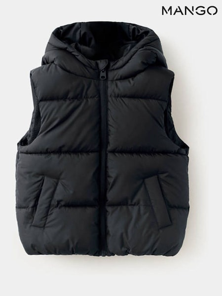 Black - Mango Hooded Padded Gilet