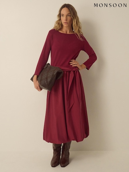 Κόκκινο - Monsoon Mikayla Long Sleeve Bubble Hem Midi Dress