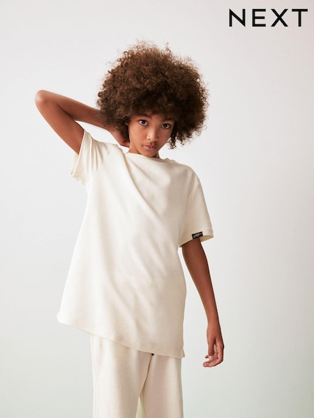 Ecru Cream - Texture 100% Cotton Shorts and T-Shirt Set (3-16yrs) (283232) | € 11 - € 18