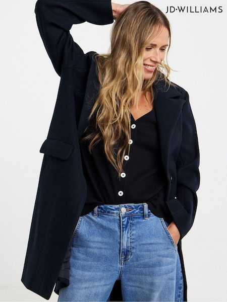Blau - Jd Williams Double Breasted Lined Coat