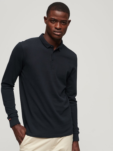 Albastru - Cămașă polo din pichet și bumbac Superdry Mânecă lungă (283517) | 210 LEI