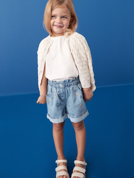 دنيم - Floral Embroidered Shorts (3mths-7yrs) (283594) | ‏44 ر.ق. - ‏51 ر.ق.
