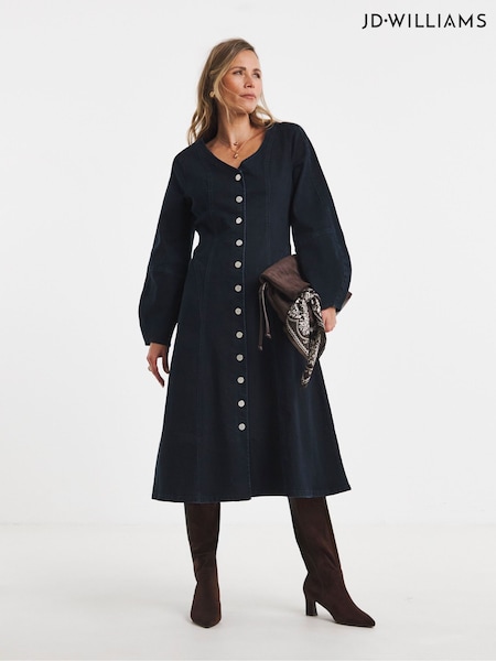 Blue - Jd Williams Button Through Denim Dress