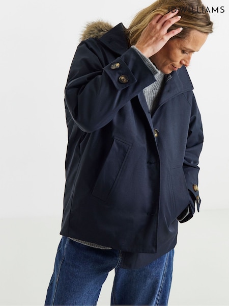 أزرق - Jd Williams Quilt Lined Faux Fur Collared Parka