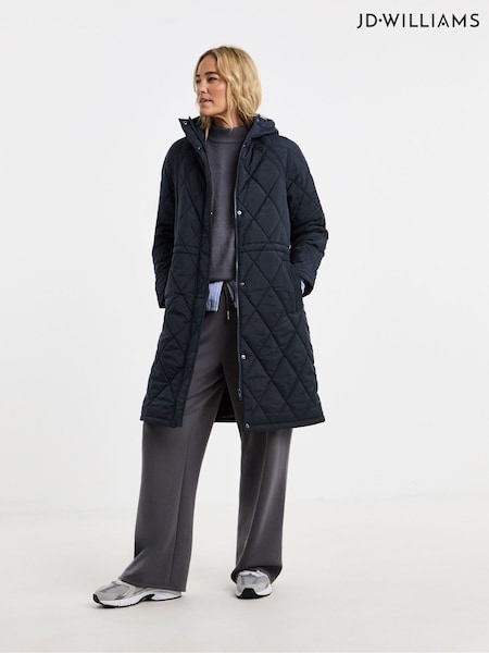 Blue - Jd Williams Hood Quilted Coat