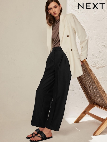 Black Premium Tailored Barrel Leg Trousers (283805) | €29