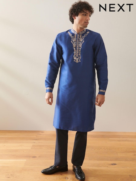 Navy Blue Mens Long Length Kurta (283850) | €8