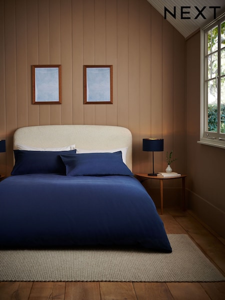 Navy Brushed Supersoft 100% Cotton Duvet Cover And Pillowcase Set (284348) | €28 - €61