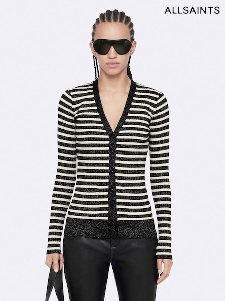 White - Allsaints Kay Stripe Cardigan