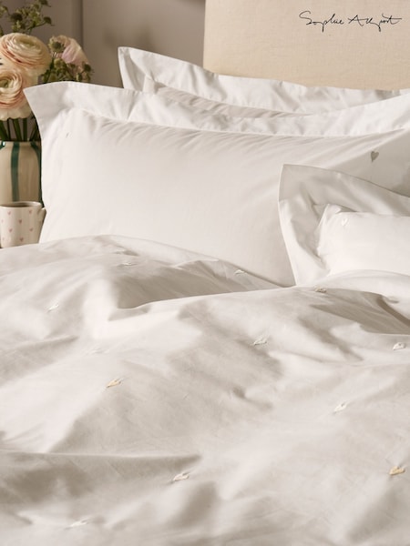 Sophie Allport Set Of 2 Love Hearts Embroidery 200 Thread Count Pillowcase