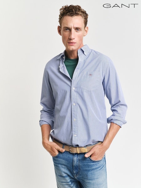 GANT Blue Stripe Regular Fit Poplin Cotton Shirt (284522) | R$ 940