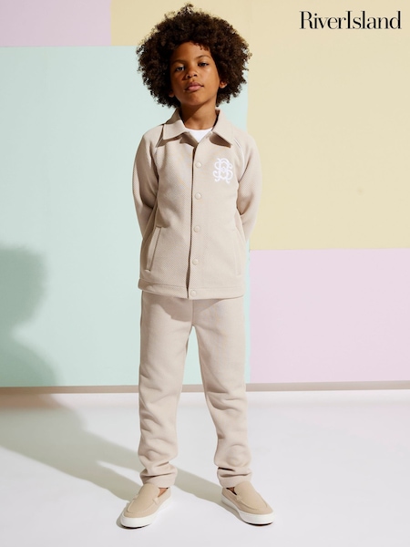 Natural - River Island Button Through Jacket & Joggers Set