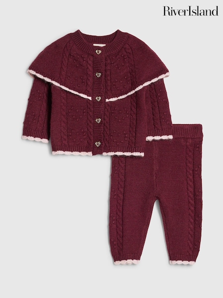 Red - River Island Cape Cardigan & Trousers Set