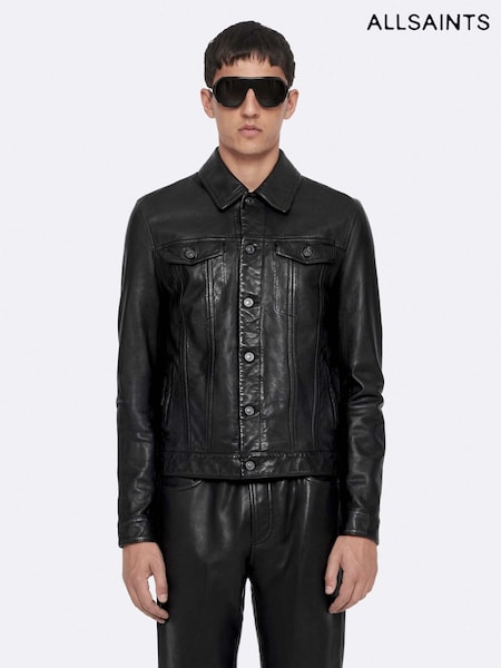 أسود - Regular Allsaints Chaiyo Trucker Jacket