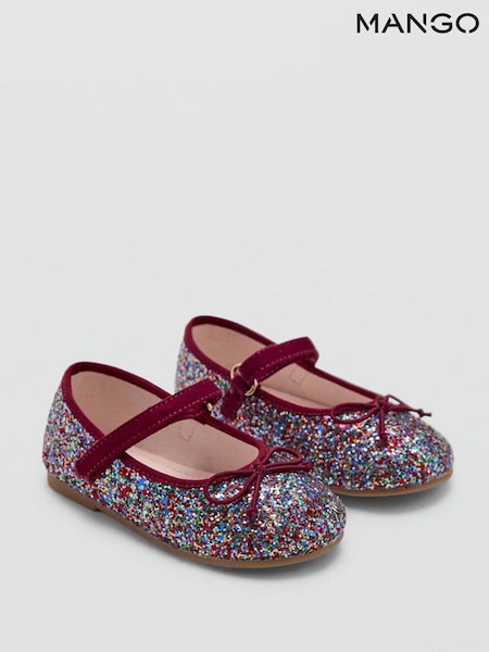 Red - Mango Glitter Mary Jane Ballerina Shoes