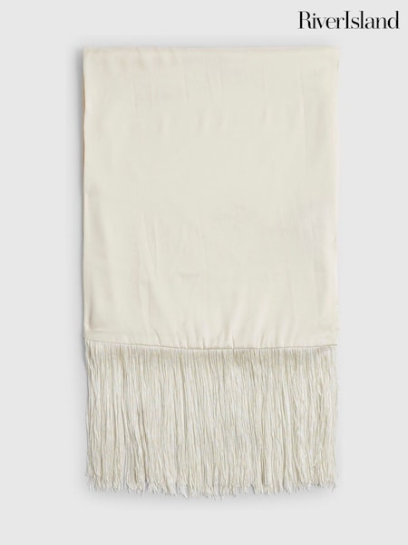 Cream - River Island Molly Smith Longline Fringe Scarf