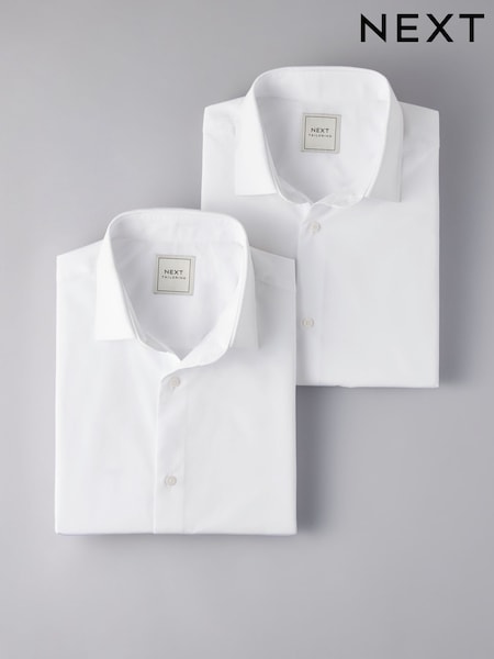 White Slim Fit Easy Care Short Sleeve Smart Shirts 2 Pack (285494) | 158 QAR