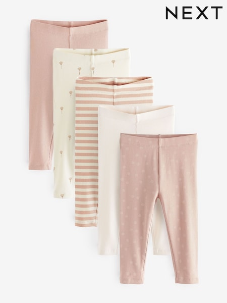Pale Pink - Rib Jersey Leggings 5 Pack (3mths-7yrs) (285884) | € 20 - € 24