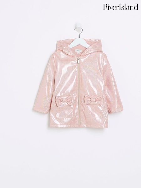 River Island Pink Mini Girls Glitter Hooded Rain Jacket (285903) | €44