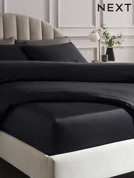Black 300 Thread Count Collection Luxe 100% Cotton Deep Fitted Sheet (285912) | AED102 - AED162