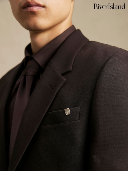 بني - Regular River Island Skinny Fit Suit Jacket