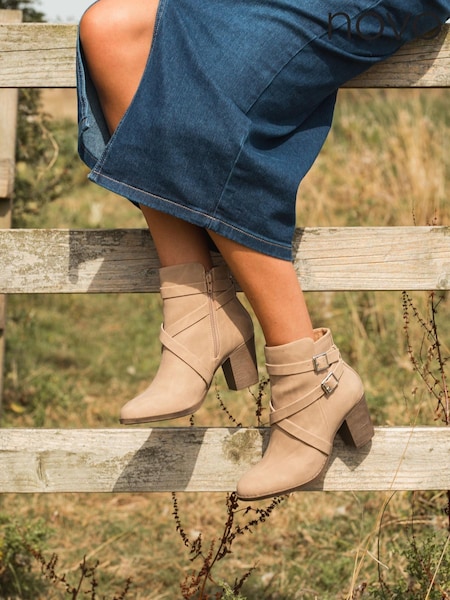 Natural - Novo Jorgie Buckle Mid Heel Ankle Boots (286156) | 139 LEI