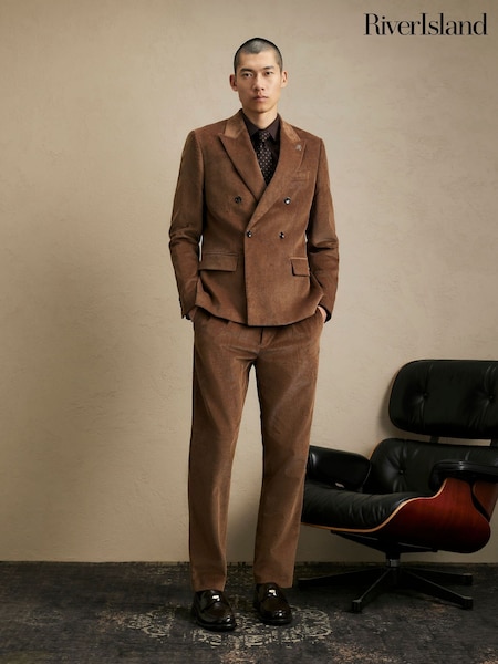 Brown - Regular River Island Corduroy Suit Trousers