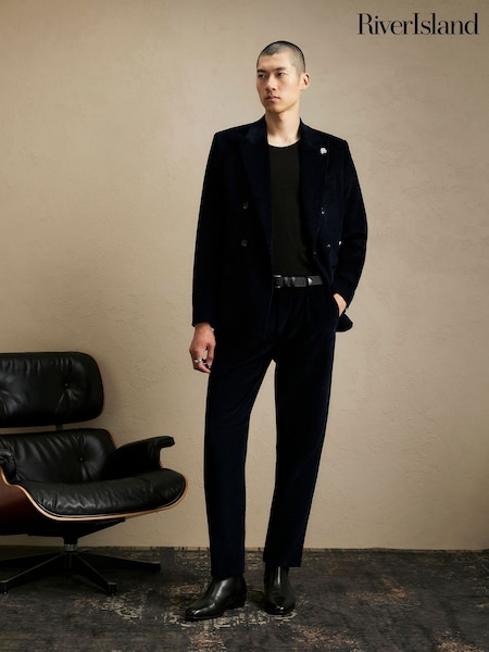 Blue - Regular River Island Corduroy Suit Trousers