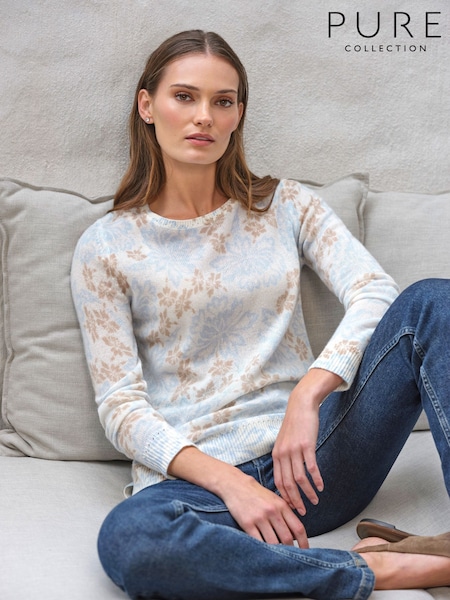 Cream - Pure Collection Gassato Large Floral Jumper