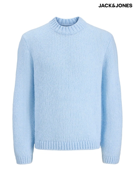 Blue - Regular Jack & Jones Stripe Long Sleeve Knitted Jumper