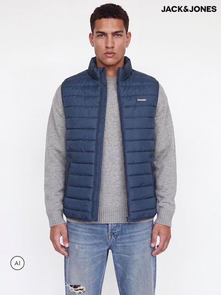 Blue - Regular Jack & Jones Lightweight Puffer Gilet