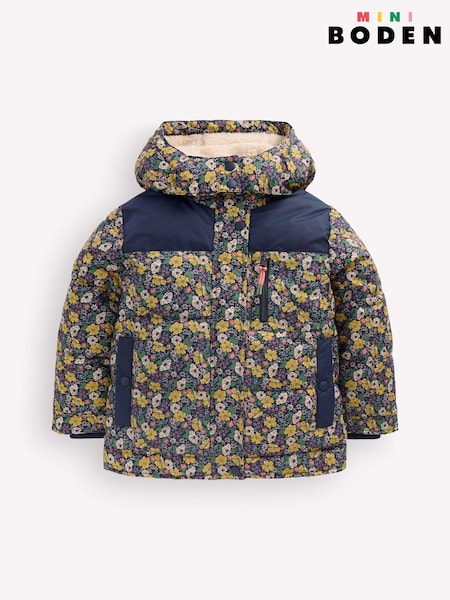 Blue - Boden Borg Lined Puffer Coat