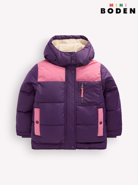 Purple - Boden Borg Lined Puffer Coat