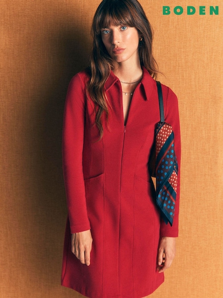 Rojo - Vestido de manga larga de otomán Nia de Boden