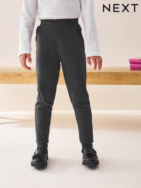 Charcoal Grey Pull-On Cotton Rich Stretch School Trousers (3-16yrs) (286802) | €11 - €18