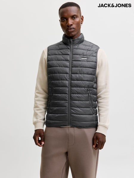 Grey - Regular Jack & Jones Lightweight Puffer Gilet