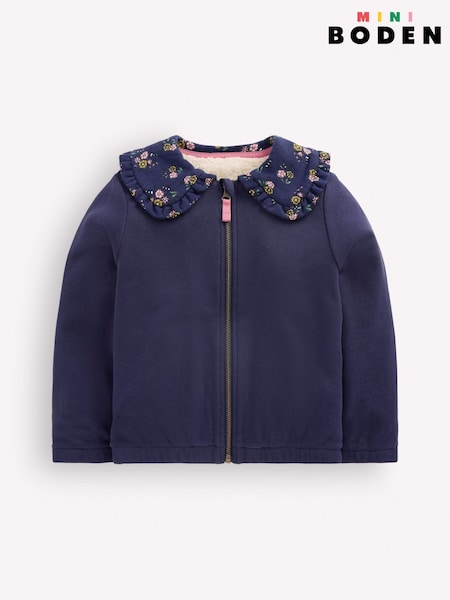 Blue - Boden Fleece Lined Zip-through Sweat Top
