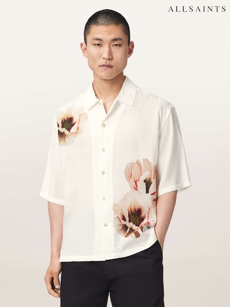Cream - Regular Allsaints Floraison Short Sleeve Shirt