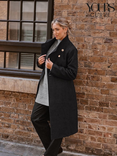 Schwarz - Yours Curve Mantel im Military-Stil mit Gürtel (287809) | 115 €