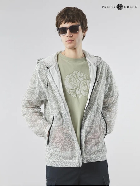 Pretty Green Grey 100% Cotton Anchorage Paisley Lightweight Jacket (288013) | €64