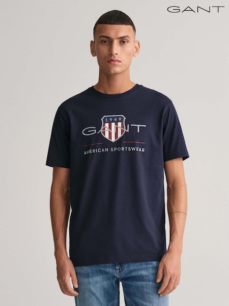 Blau & Marineblau - GANT Shield Graphic Logo T-Shirt (288675) | 69 €