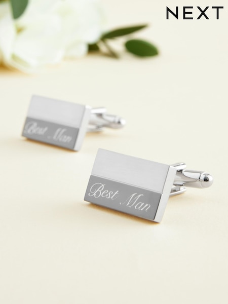Silver Tone Best Man Engraved Wedding Cufflinks (288799) | €10