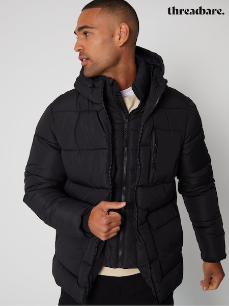 Crno - Regular Threadbare Showerproof Double Layer Puffer Jacket