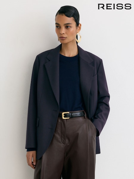 Navy - Reiss Sandor Stretch-twill Relaxed Single-breasted Blazer