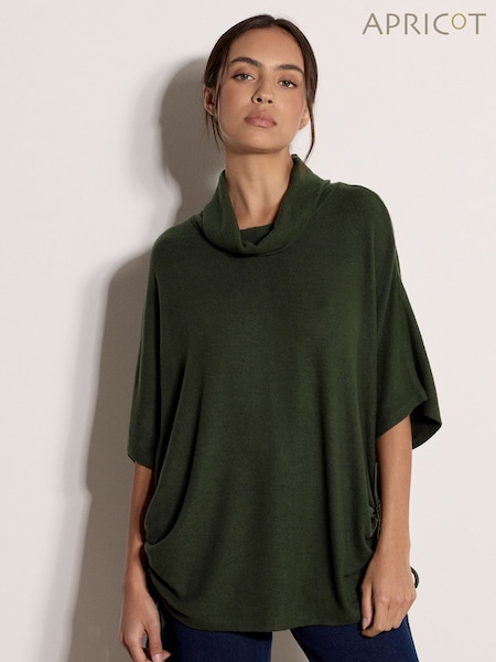 Green - Apricot Roll Neck Oversized Top