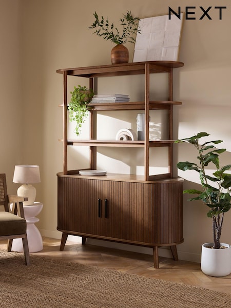 Dark Natural Hyde Tambour Door Storage Shelf (288908) | €800