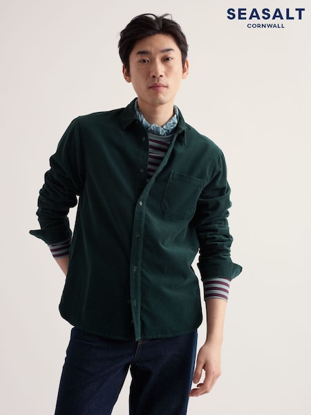 Grün - Regular Seasalt Cornwall Shoreman Plain Shirt
