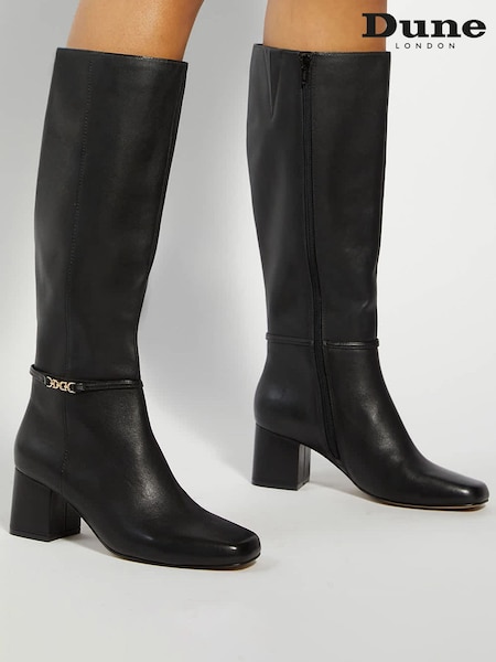 Black - Dune London Wide Fit Sanna Knee High Boots