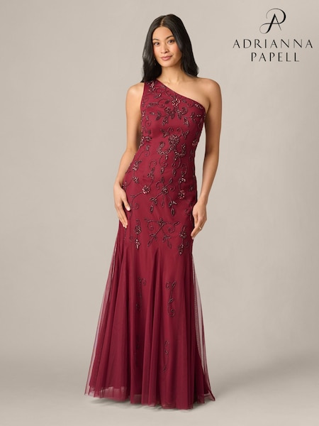 Rouge - Robe asymétrique à perles Adrianna Papell Studio